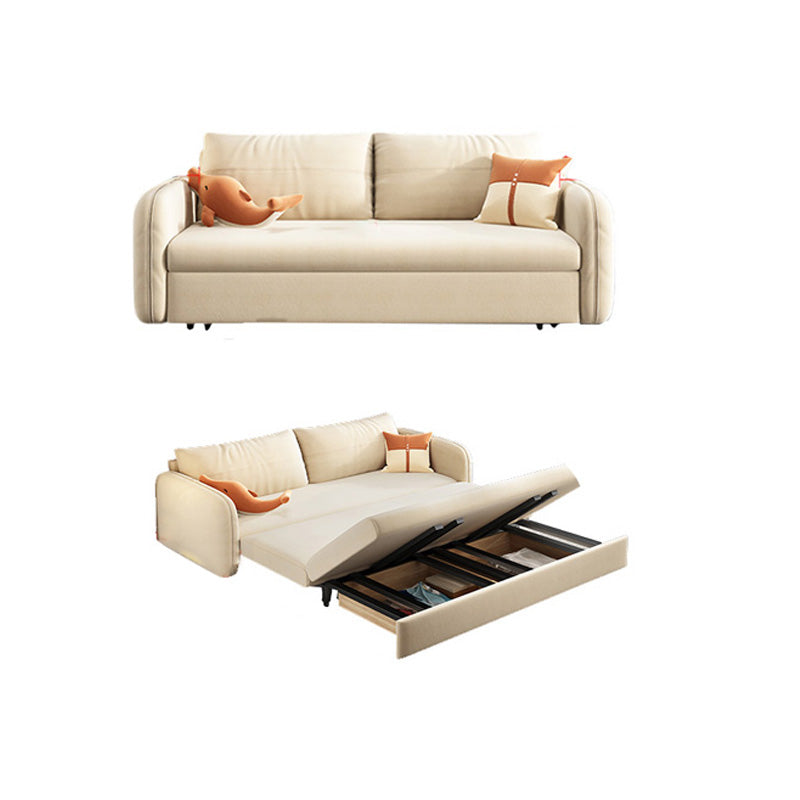 Glam Fabric Sleeper Sofa Upholstered Futon Sofa Bed in White