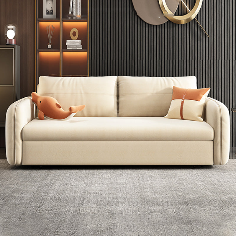 Glam Fabric Sleeper Sofa Upholstered Futon Sofa Bed in White
