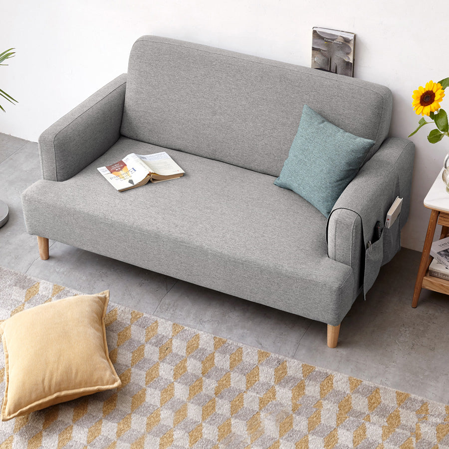 Linen Sofa for Living Room with Storage Slipcovered Sofa with 1 Pillow