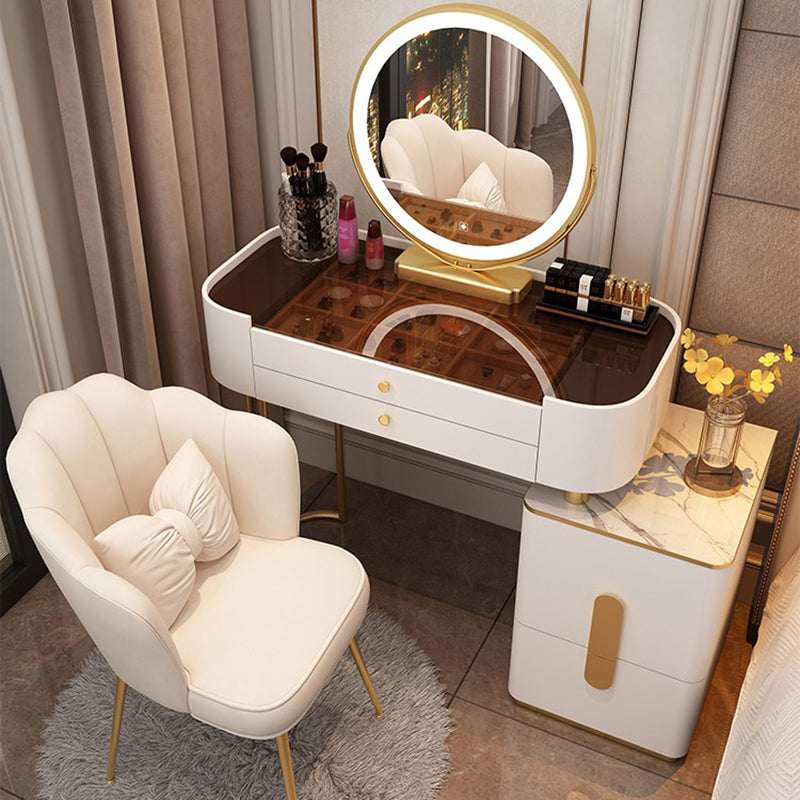 Contemporary Glass Top Vanity Dressing Table With 4/5 Drawers