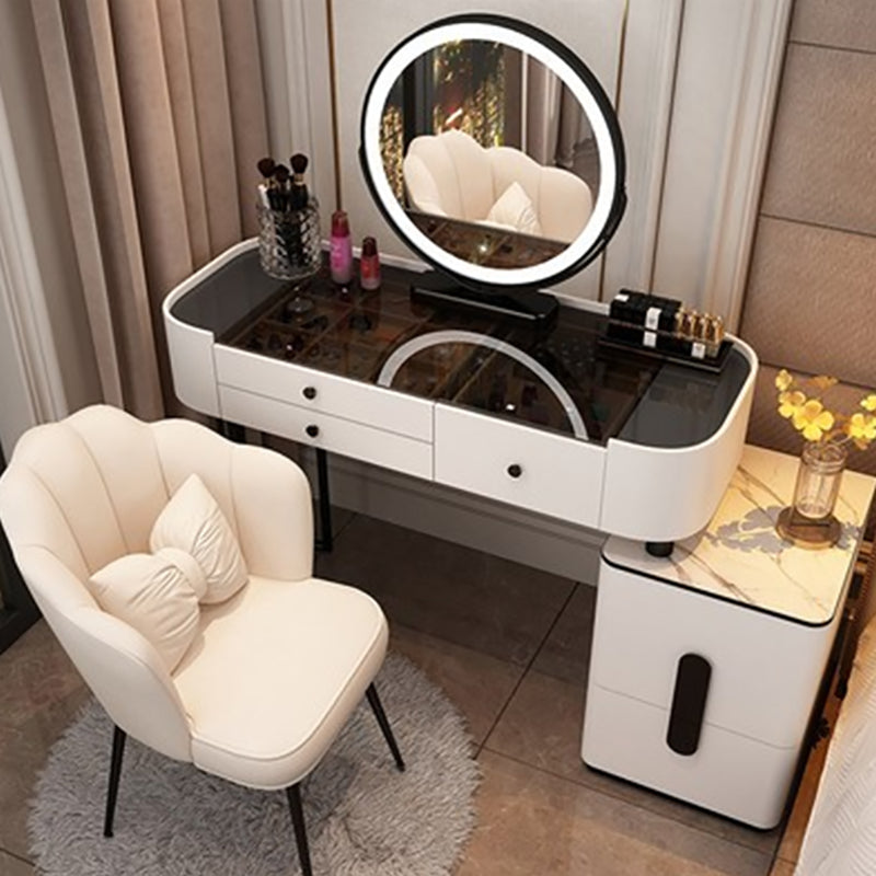 Contemporary Glass Top Vanity Dressing Table With 4/5 Drawers