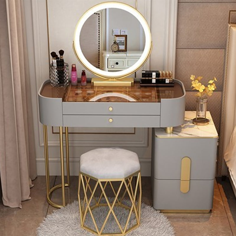 Contemporary Glass Top Vanity Dressing Table With 4/5 Drawers