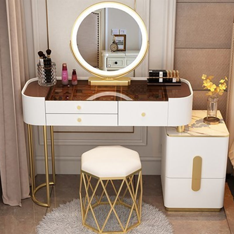 Contemporary Glass Top Vanity Dressing Table With 4/5 Drawers