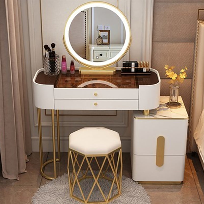 Contemporary Glass Top Vanity Dressing Table With 4/5 Drawers
