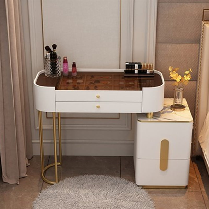 Contemporary Glass Top Vanity Dressing Table With 4/5 Drawers