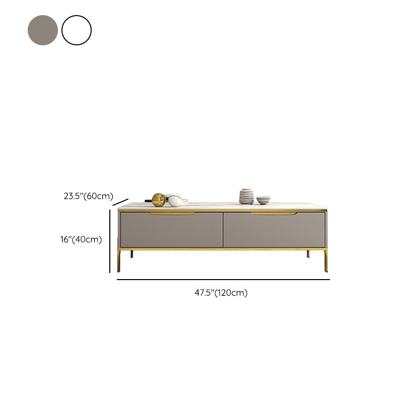 17" Wide Glam Cocktail Table Rectangle Stone Coffee Cocktail Table