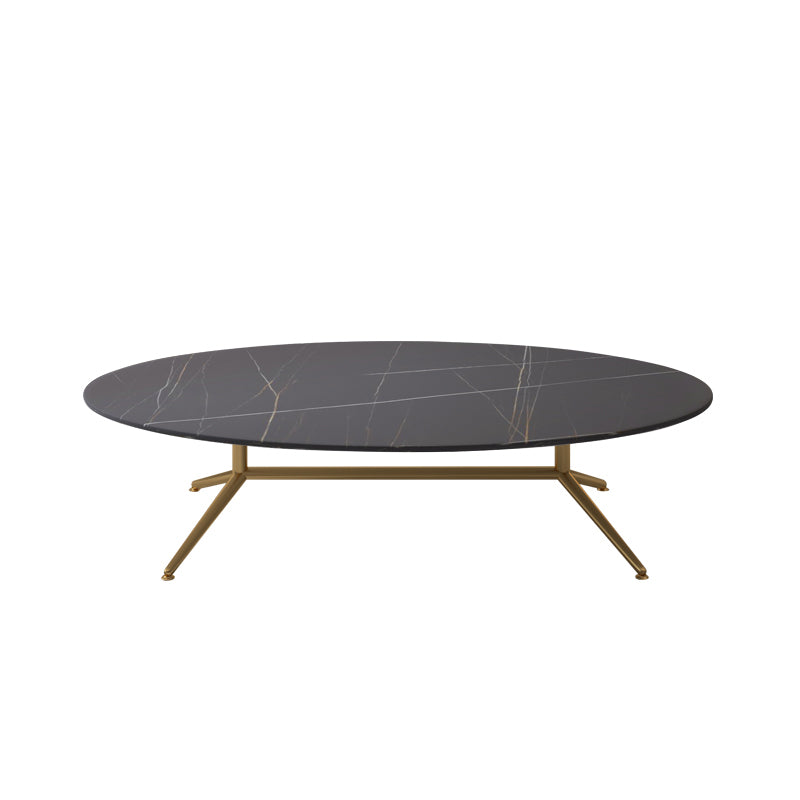 Glam Style Metal Base Cocktail Table Black and White Slate Top Coffee Table