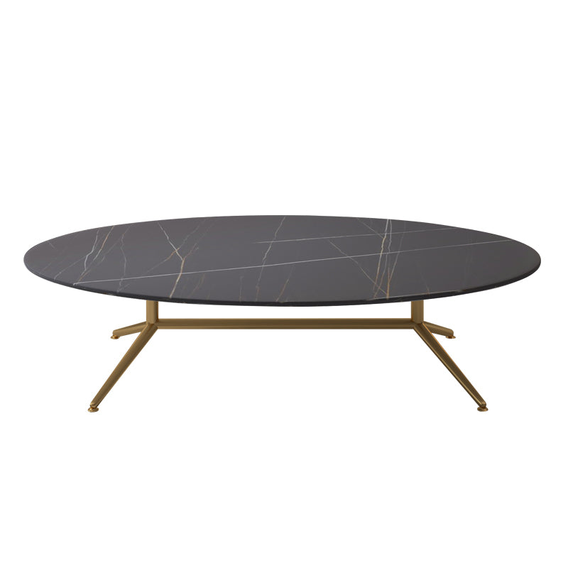Glam Style Metal Base Cocktail Table Black and White Slate Top Coffee Table