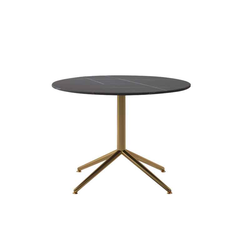 Glam Style Metal Base Cocktail Table Black and White Slate Top Coffee Table