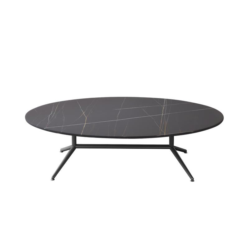 Glam Style Metal Base Cocktail Table Black and White Slate Top Coffee Table