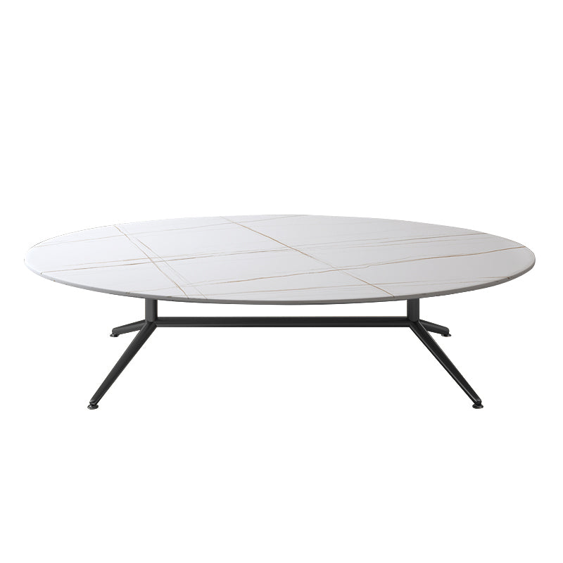 Glam Style Metal Base Cocktail Table Black and White Slate Top Coffee Table