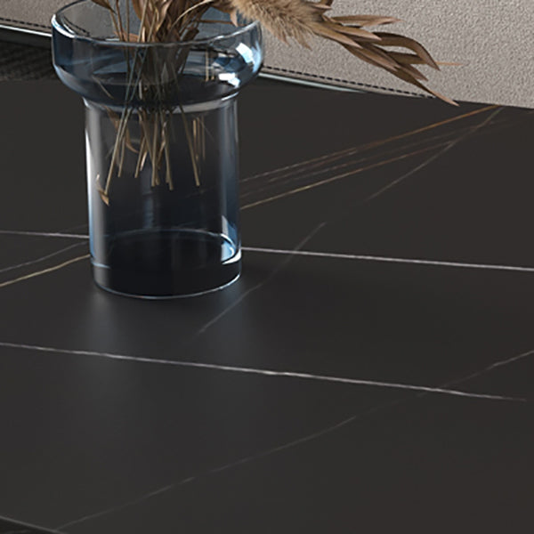 Glam Style Metal Base Cocktail Table Black and White Slate Top Coffee Table