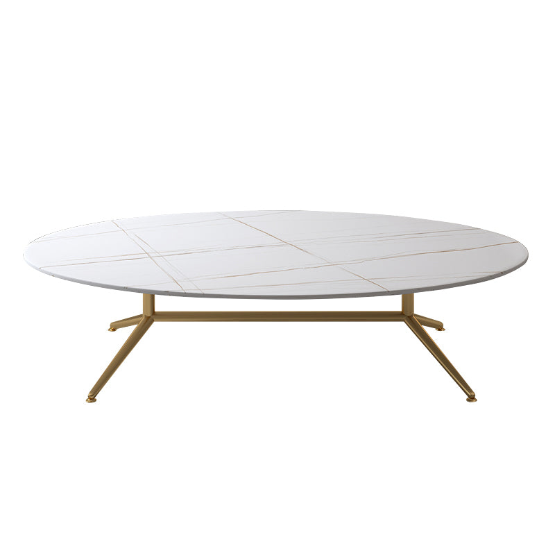 Glam Style Metal Base Cocktail Table Black and White Slate Top Coffee Table