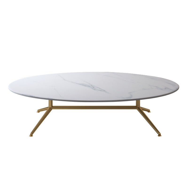 Glam Style Metal Base Cocktail Table Black and White Slate Top Coffee Table
