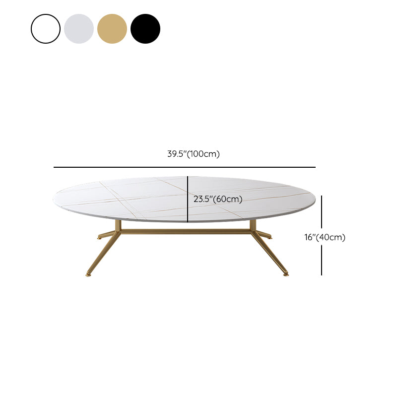 Glam Style Metal Base Cocktail Table Black and White Slate Top Coffee Table
