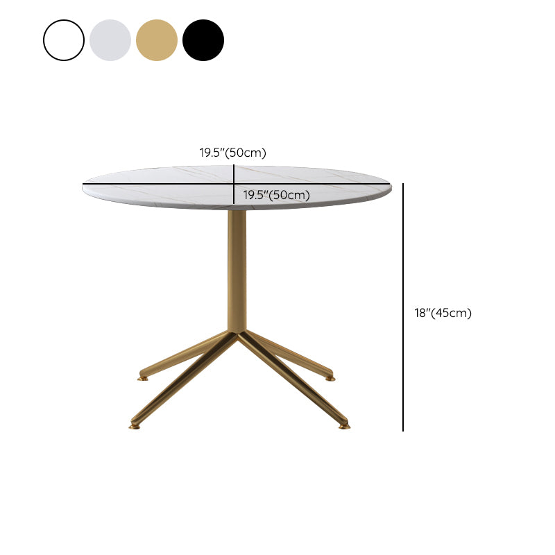 Glam Style Metal Base Cocktail Table Black and White Slate Top Coffee Table