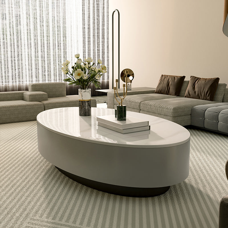 Glam Oval Slate Top Coffee Table 13.77" Tall Cocktail Table with Storage