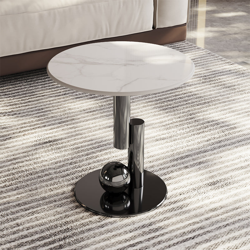 Stainless Steel Abstract Base Cocktail Table Glam Slate Top Coffee Table