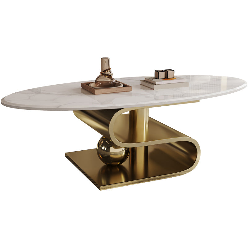 Stainless Steel Abstract Base Cocktail Table Glam Slate Top Coffee Table