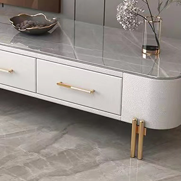 Rectangular Slate Top Coffee Table 4 Legs Cocktail Table with 2 Drawers