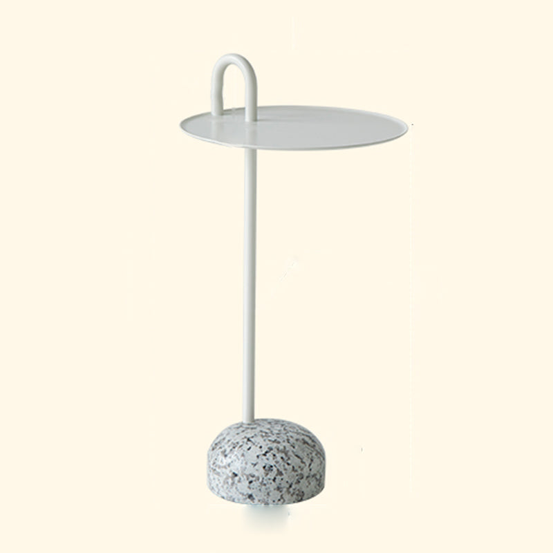 Modern Tray Top Side Table 27.8" Tall Metal Round Pedestal End Table