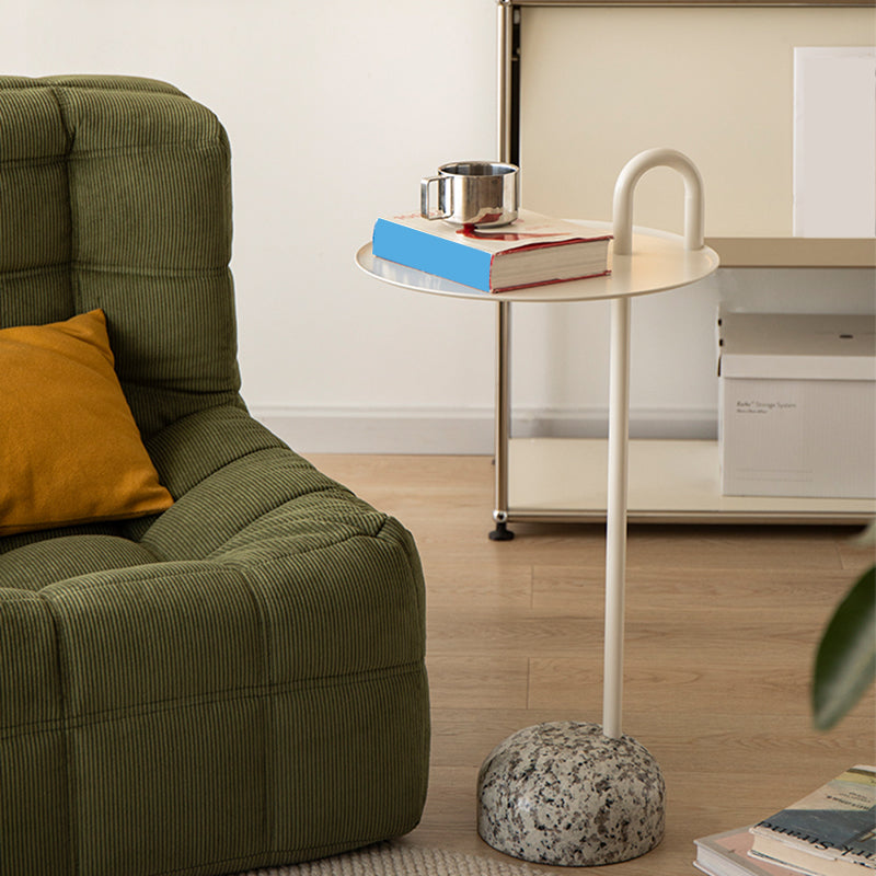 Modern Tray Top Side Table 27.8" Tall Metal Round Pedestal End Table