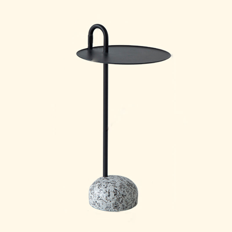 Modern Tray Top Side Table 27.8" Tall Metal Round Pedestal End Table