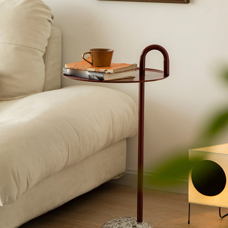 Modern Tray Top Side Table 27.8" Tall Metal Round Pedestal End Table