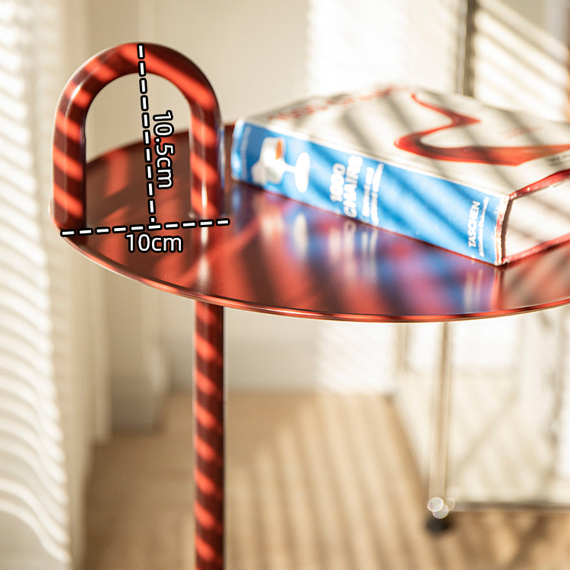 Modern Tray Top Side Table 27.8" Tall Metal Round Pedestal End Table