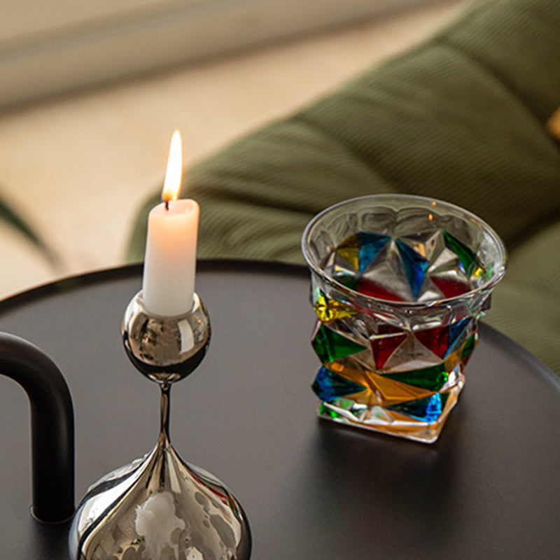 Modern Tray Top Side Table 27.8" Tall Metal Round Pedestal End Table