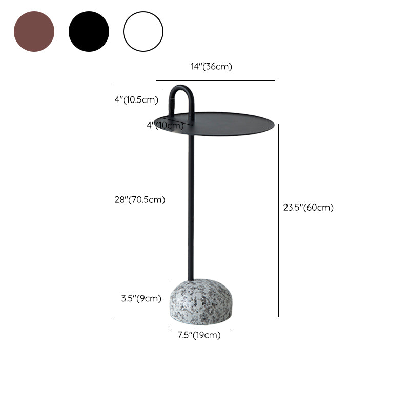 Modern Tray Top Side Table 27.8" Tall Metal Round Pedestal End Table
