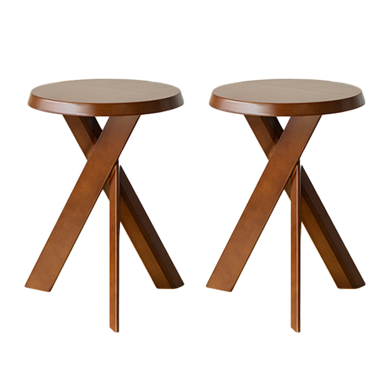 Solid Wood 3 Legs Side Table Modern Dia 12" 2-Piece End Tables Set
