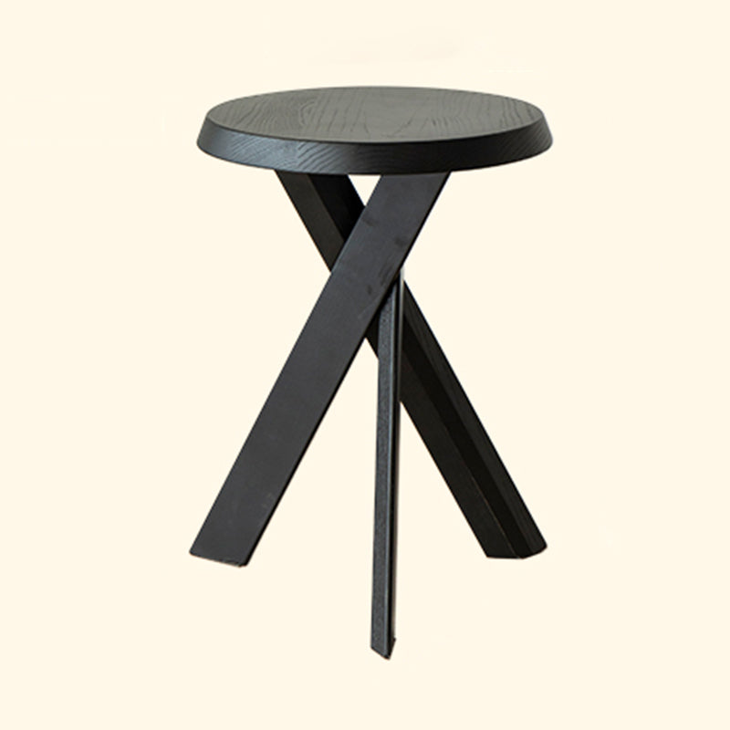 Solid Wood 3 Legs Side Table Modern Dia 12" 2-Piece End Tables Set