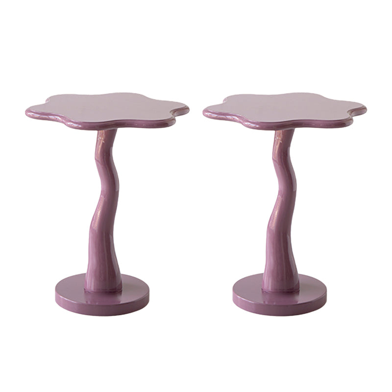 20" Tall Irregular Side Table Pedestal Solid Wood End Table Set