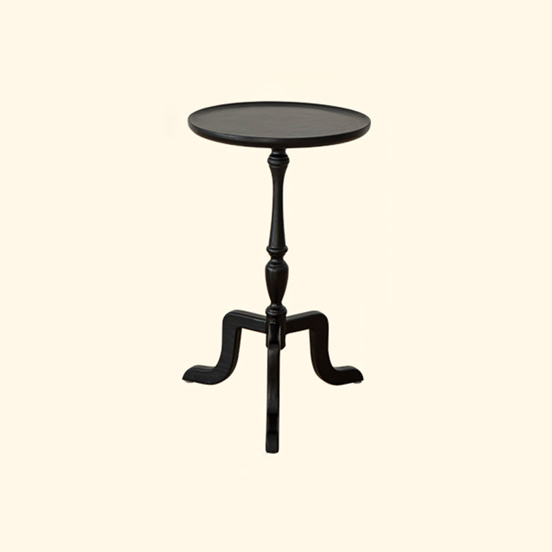 Rustic Round 3 Legs Side Table Solid Wood Tray Top End Table Set