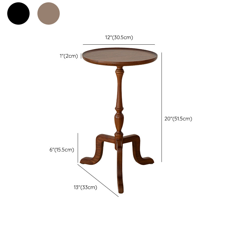 Rustic Round 3 Legs Side Table Solid Wood Tray Top End Table Set