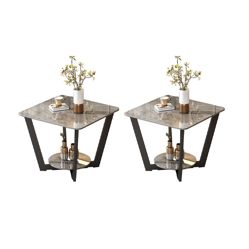 Modernistic Square Storage End Table 19.7" Tall  Cross Legs Side Table