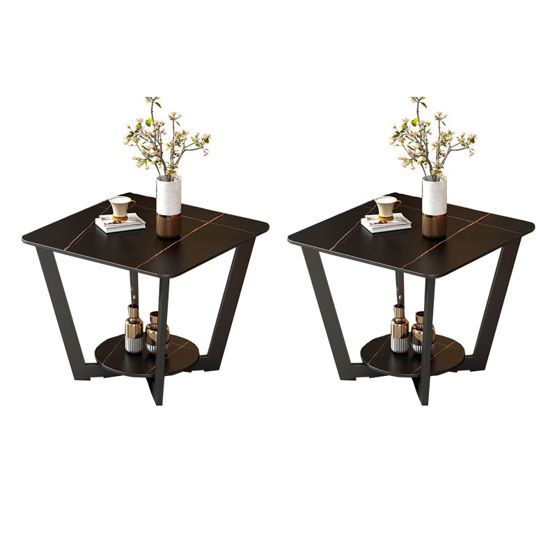 Modernistic Square Storage End Table 19.7" Tall  Cross Legs Side Table