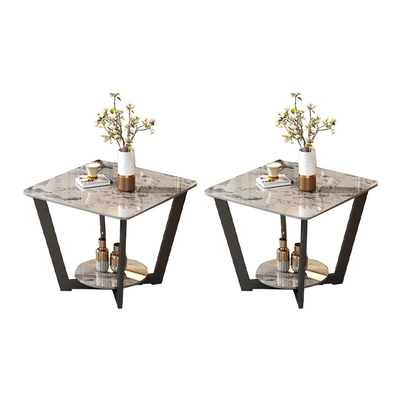 Modernistic Square Storage End Table 19.7" Tall  Cross Legs Side Table