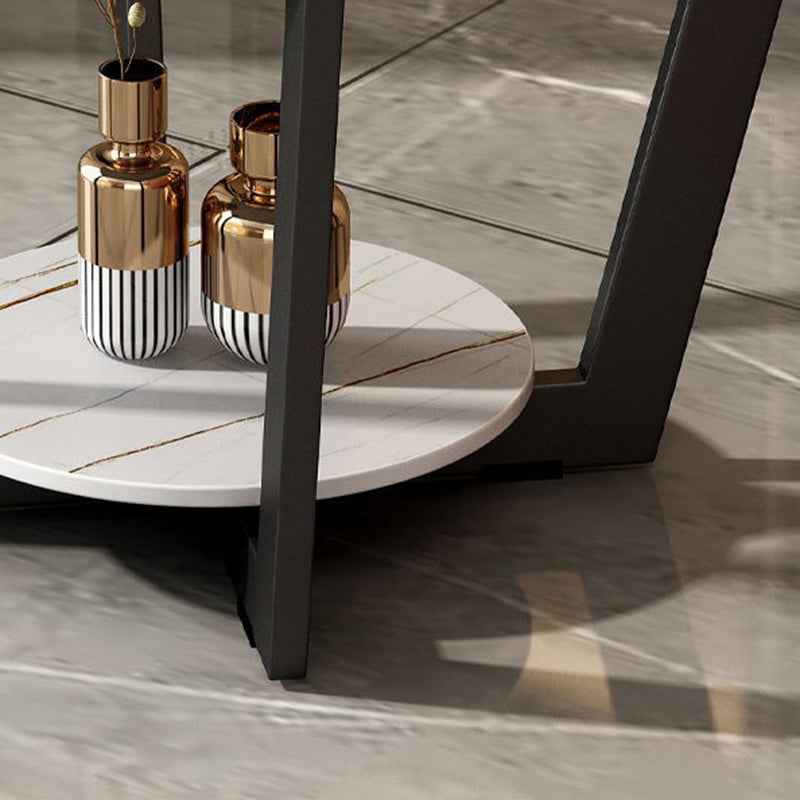 Modernistic Square Storage End Table 19.7" Tall  Cross Legs Side Table