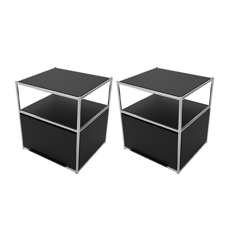 19.7" Tall Stainless Steel Side Table Rectangular End Table with Storage