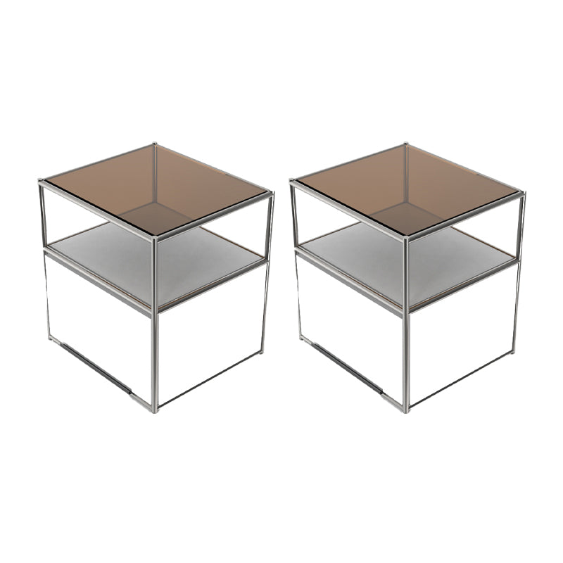 19.7" Tall Stainless Steel Side Table Rectangular End Table with Storage