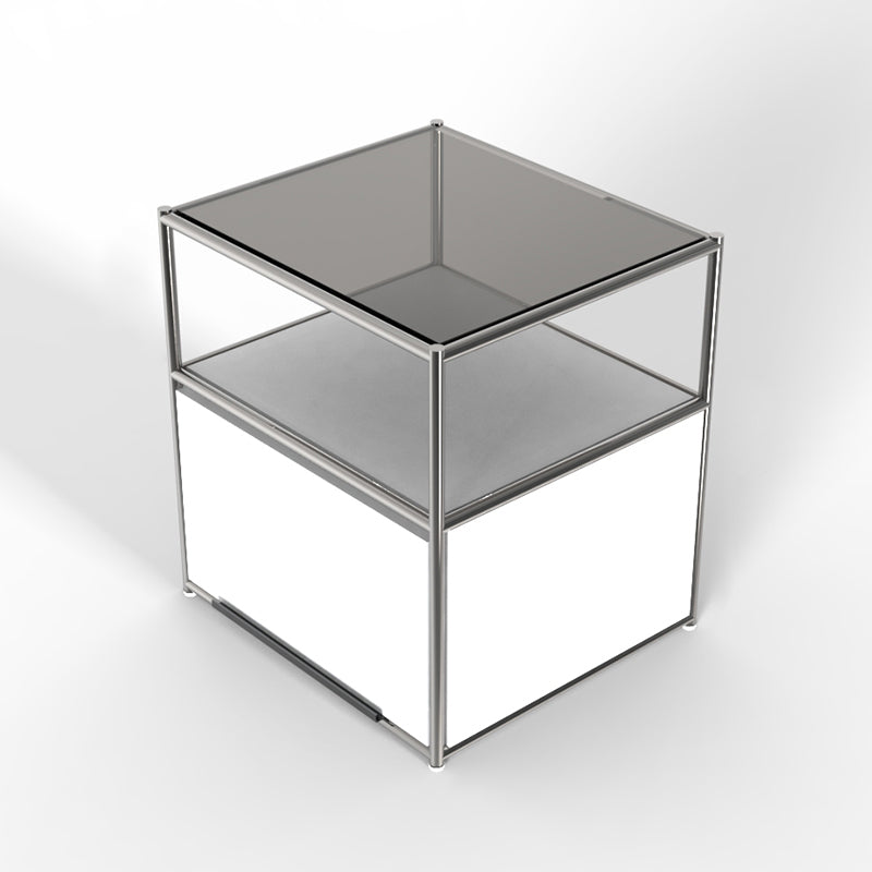 19.7" Tall Stainless Steel Side Table Rectangular End Table with Storage