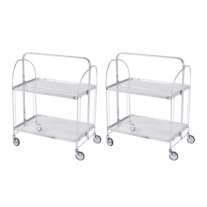 Modern Clear 23.6" End Table Rectangular Glass Side Table with Shelf