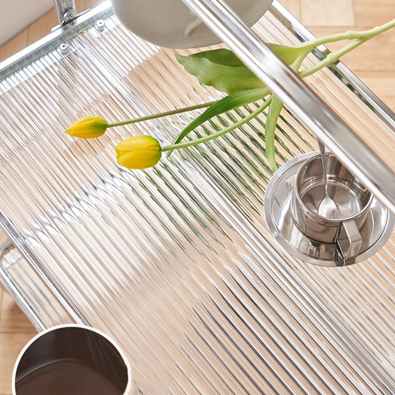 Modern Clear 23.6" End Table Rectangular Glass Side Table with Shelf