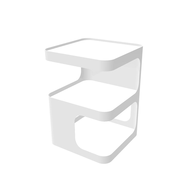 Square Iron End Table Set 21.26" Tall Metal Side Table with Storage Shelves