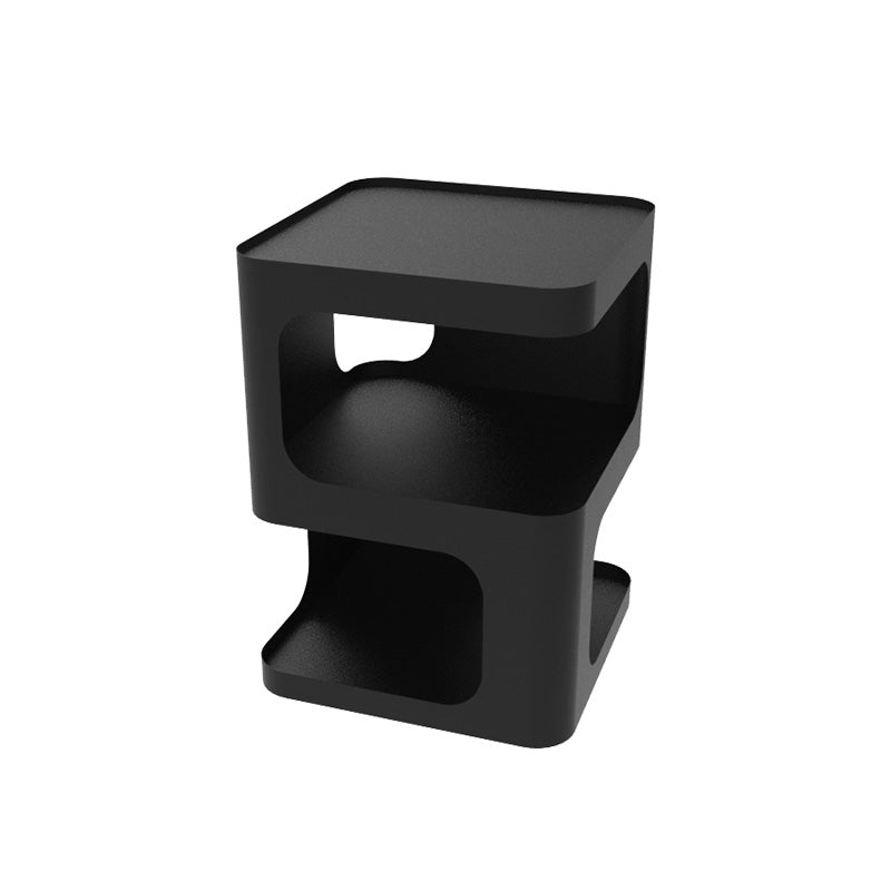 Square Iron End Table Set 21.26" Tall Metal Side Table with Storage Shelves