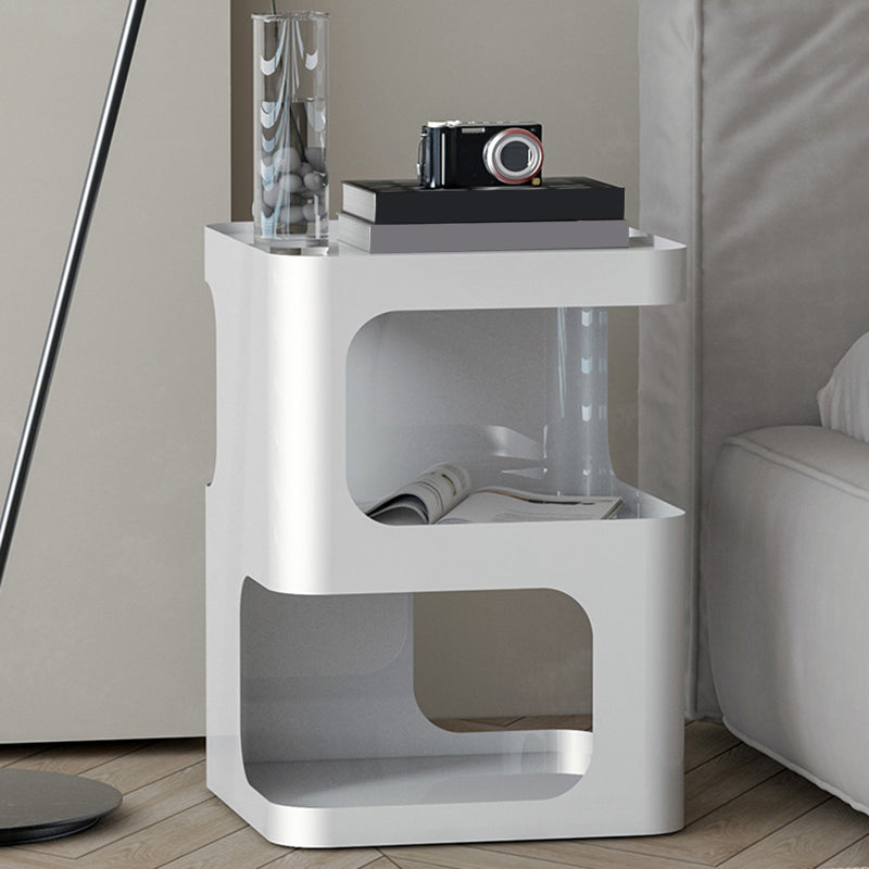 Square Iron End Table Set 21.26" Tall Metal Side Table with Storage Shelves