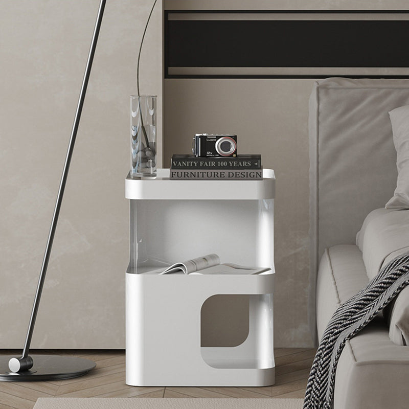 Square Iron End Table Set 21.26" Tall Metal Side Table with Storage Shelves