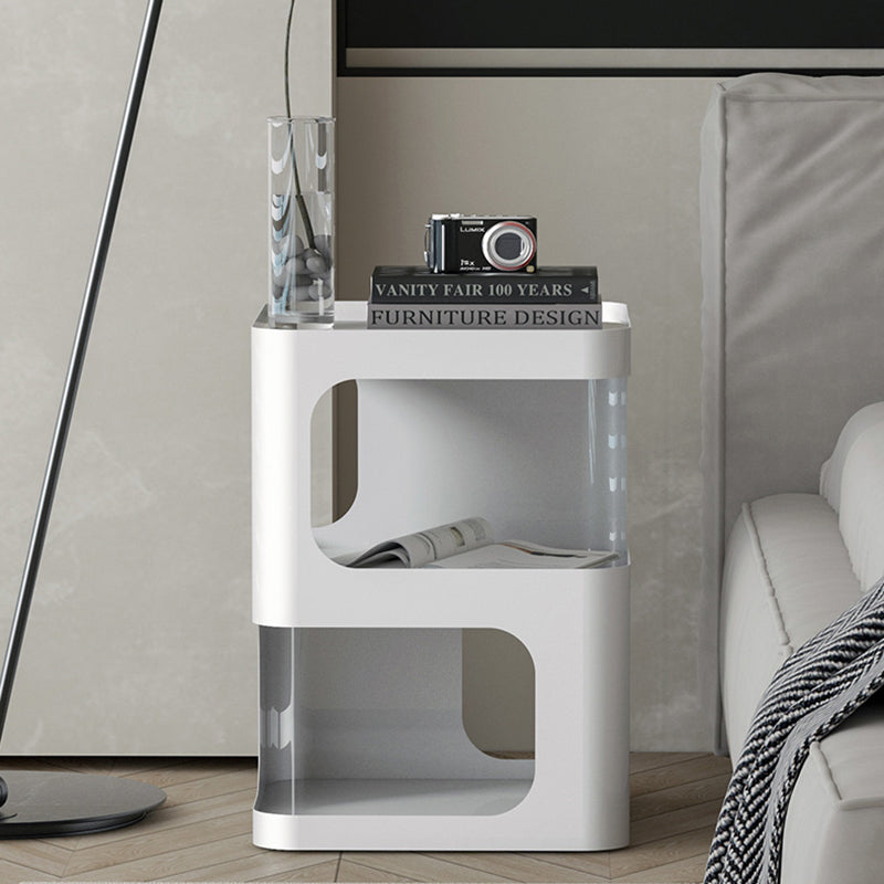 Square Iron End Table Set 21.26" Tall Metal Side Table with Storage Shelves